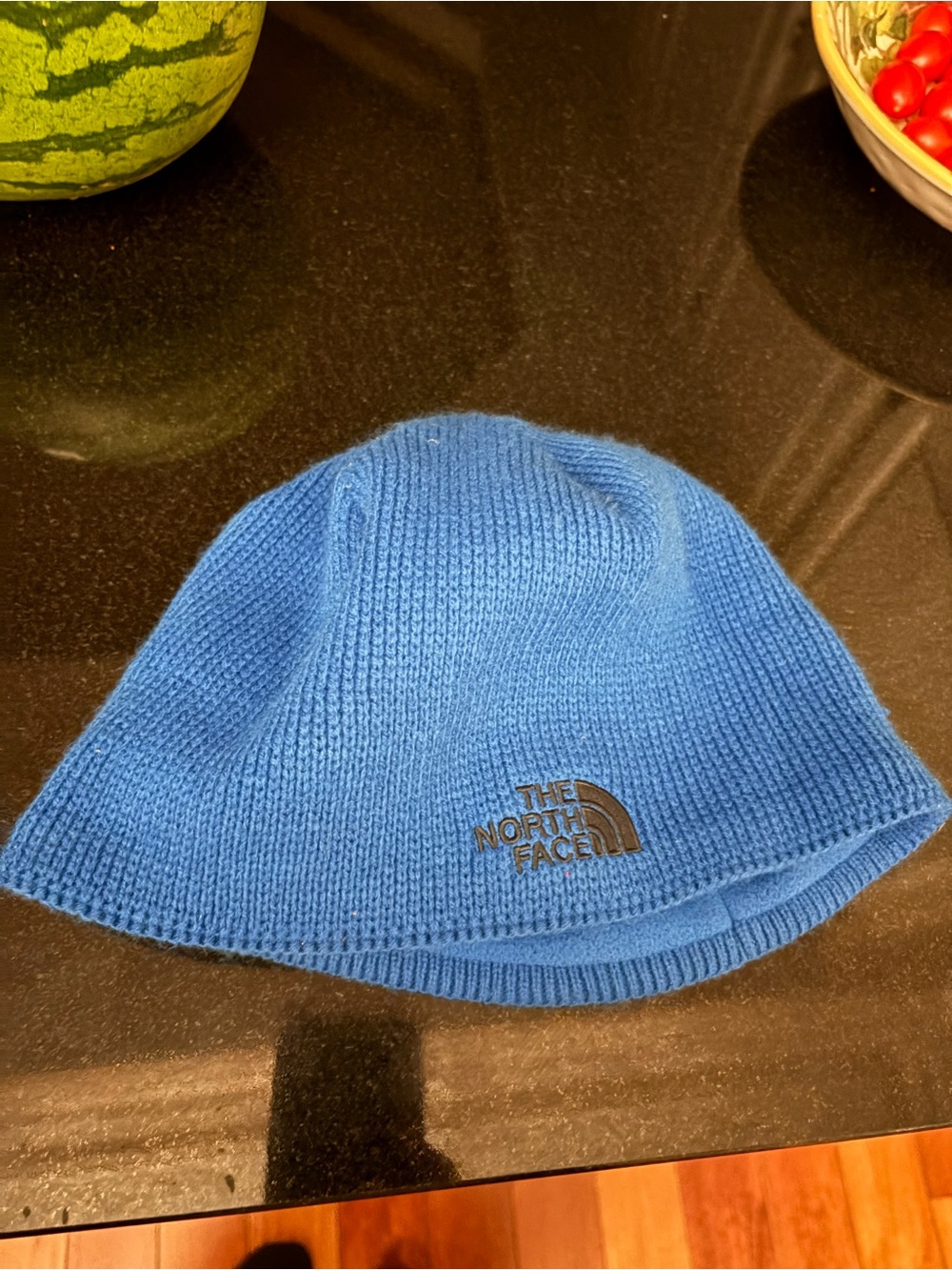 The North Face Blue Knit Beanie with Logo